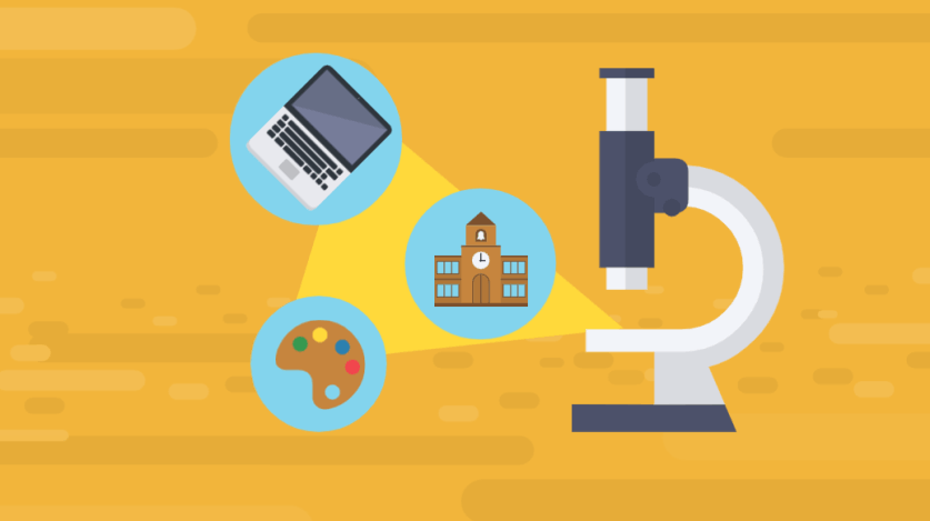 A microscope showing different forms of educational research